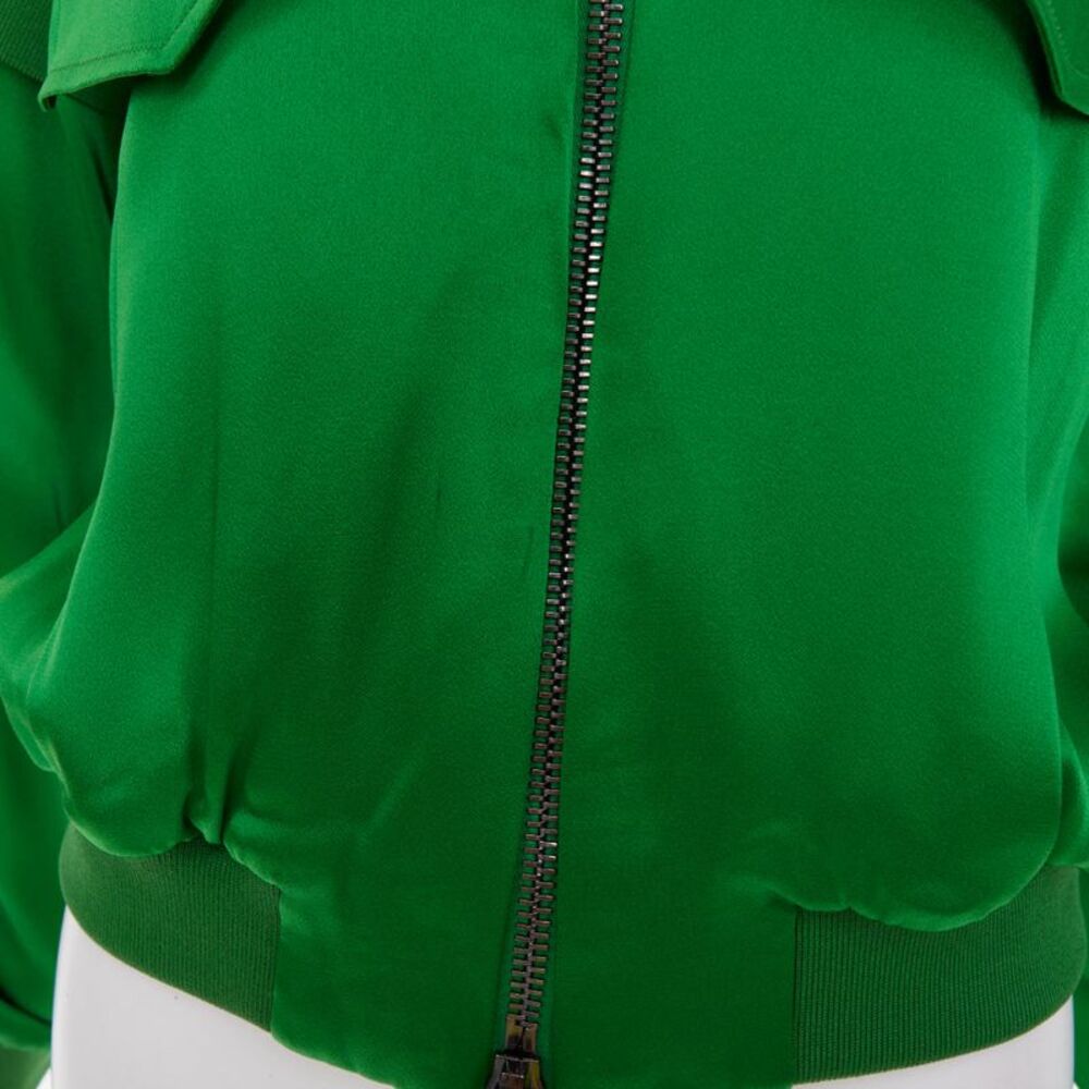 Tom Ford Green Satin Panel Bomber Jacket - Picture 7 of 9